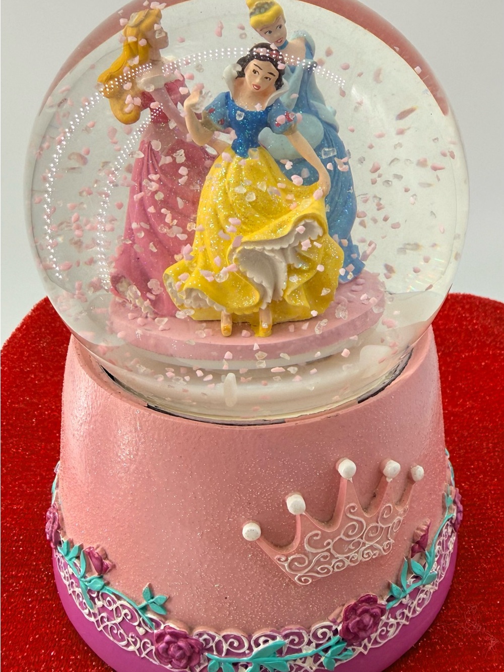 Disney Princess Snow Globe Music Box - Pink, Yellow & Blue